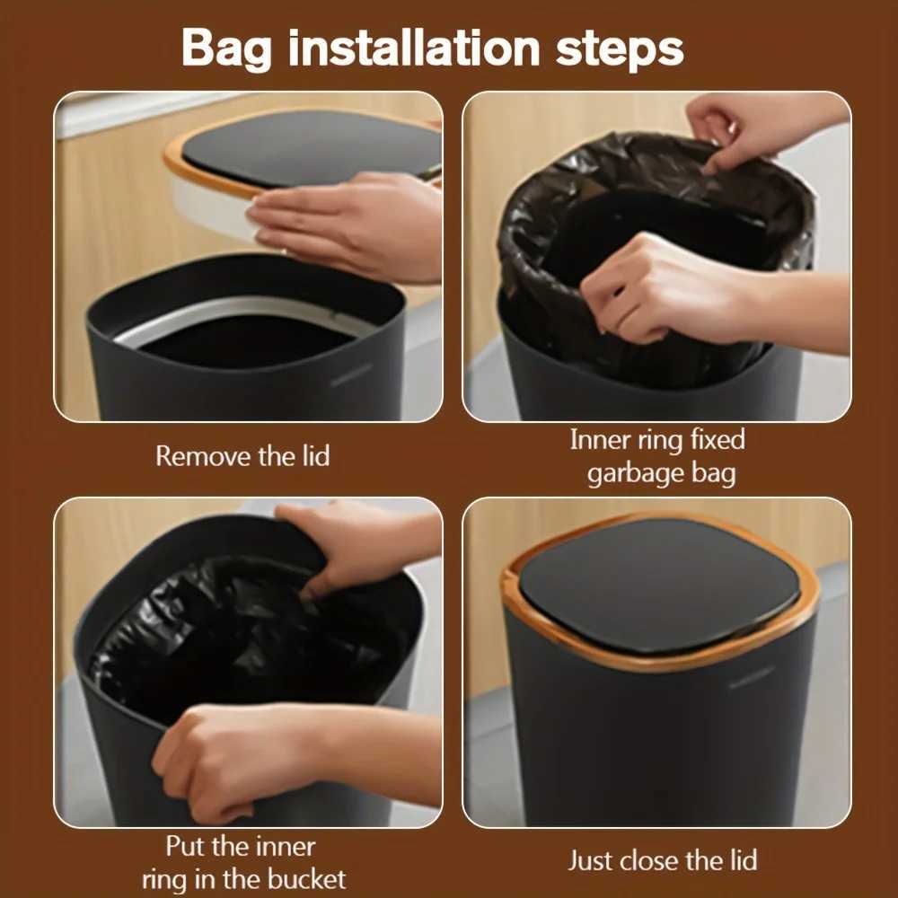 Bathroom Smart Sensor Trash Can 12L Luxury Garbage Bucket Autatic Trash Bin For kitchen Toilet Wastebasket Smart He Y250301