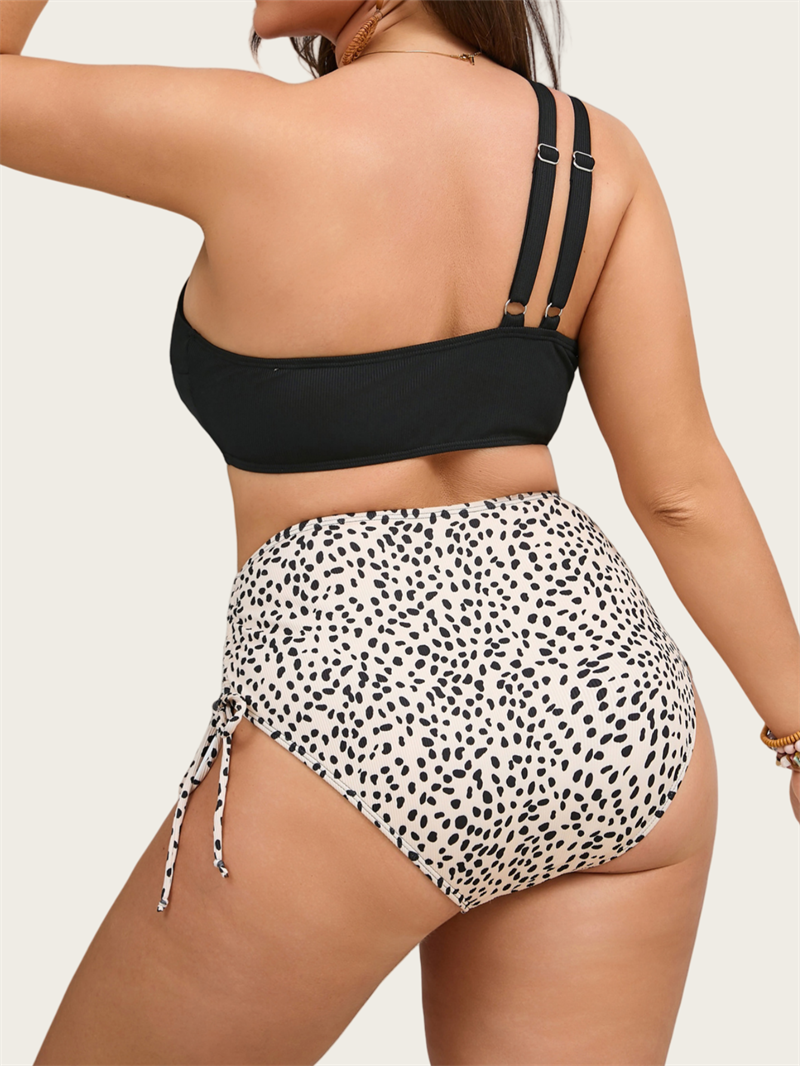 One Shoulder Cutout Bikini Set for Women High Waisted Bottom Swimsuit Two Piece Bathing Suit