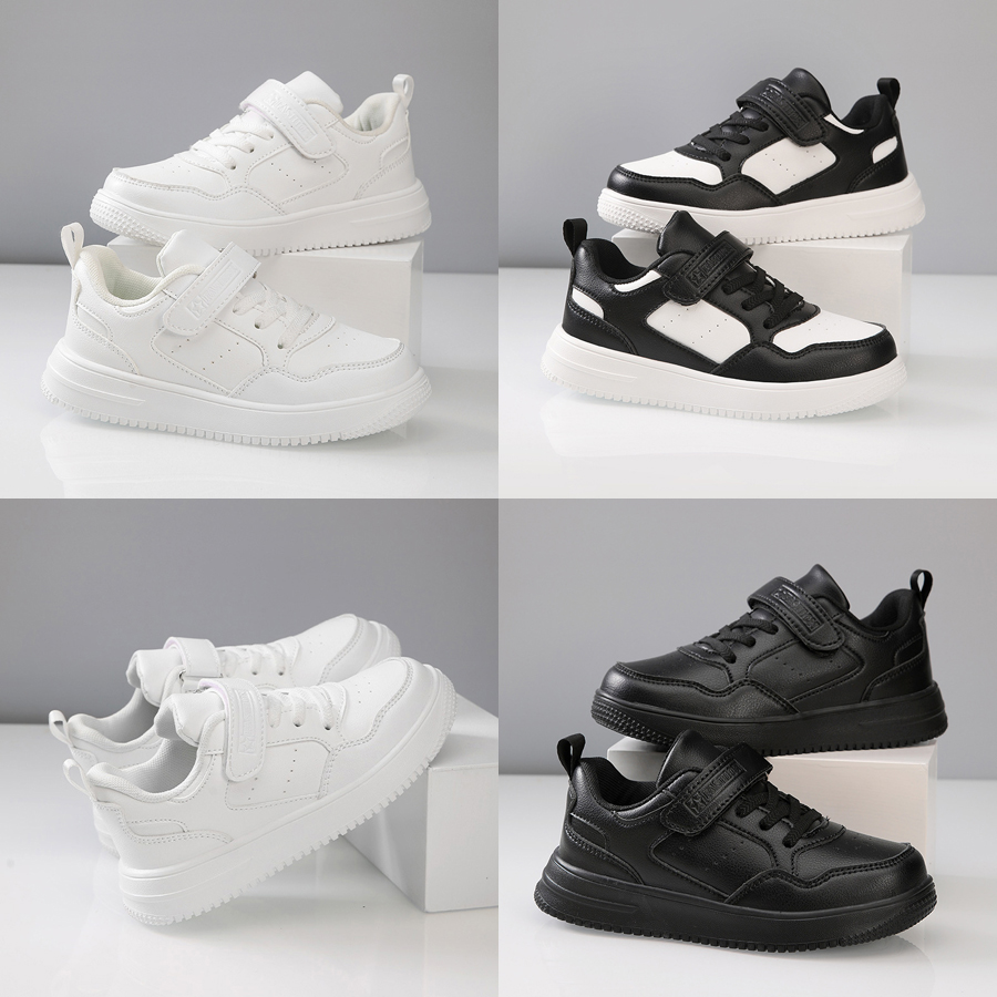 All White Leather Youth Shoes Fashion Kids Children Student Tennis Running Sneakers Kidsnest Sport Trainers For Boys Girls Big Sizes US5C-US6Y 000130