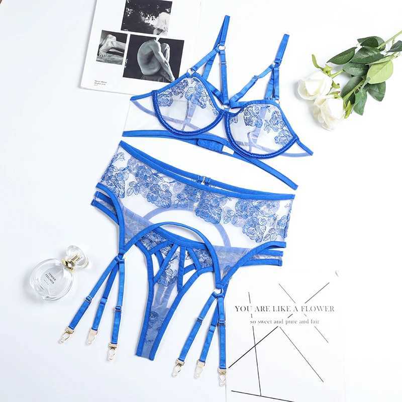 Miflame-Fashion lace embroidery lace stitching cross sexy lingerie setXJ250301