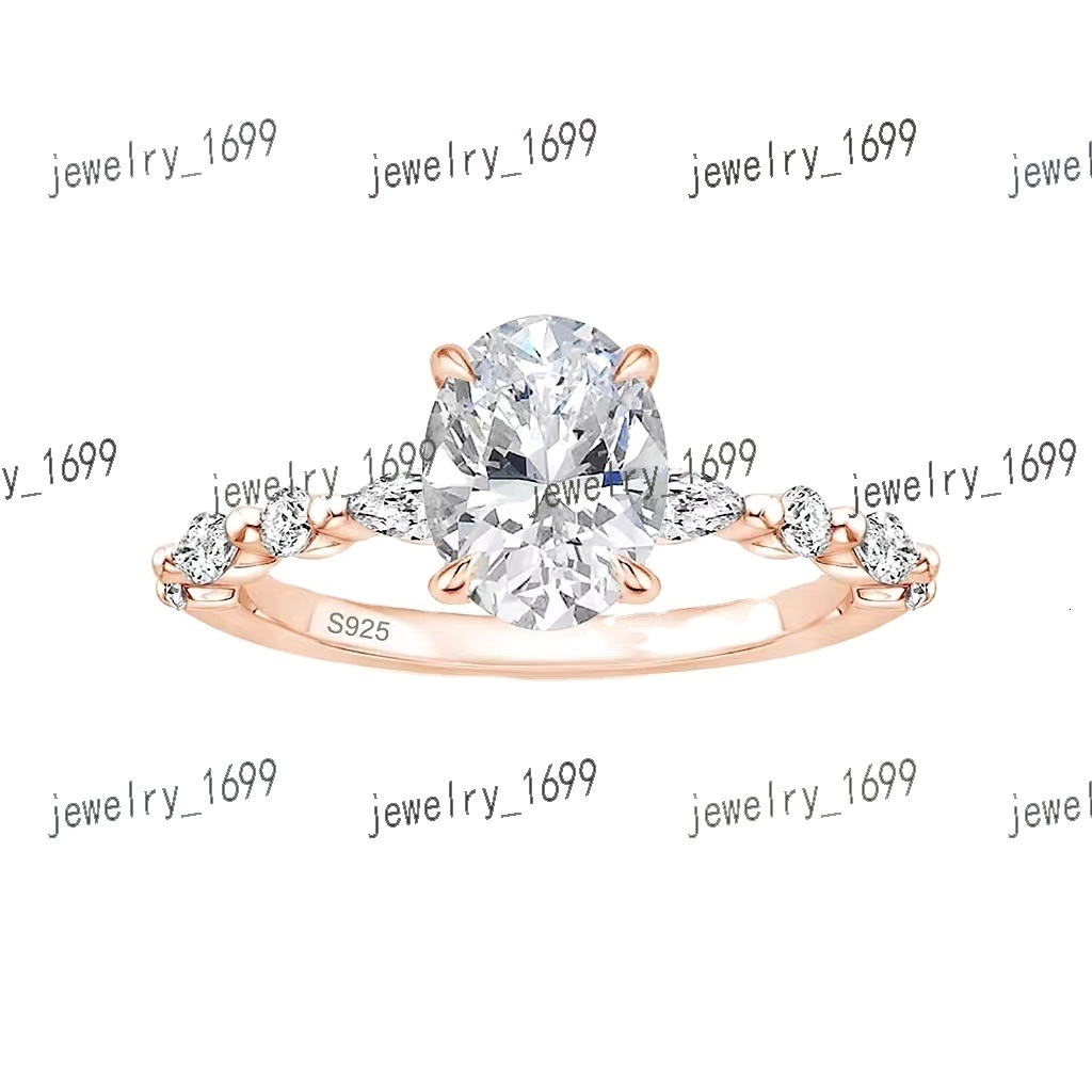 NATUNA 1CT D Color VVS1 Mossanite Jewelry Silver 925 Rings Oval Main Stone Custom Emerald Cut Moissanite Engagement Women Ring