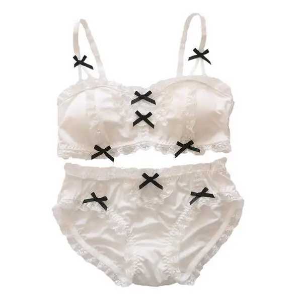 Lolita pure desire white cute my melody brassiere wind lolita maid lace underwear Japanese girl no steel ring bra and panty setXJ250301