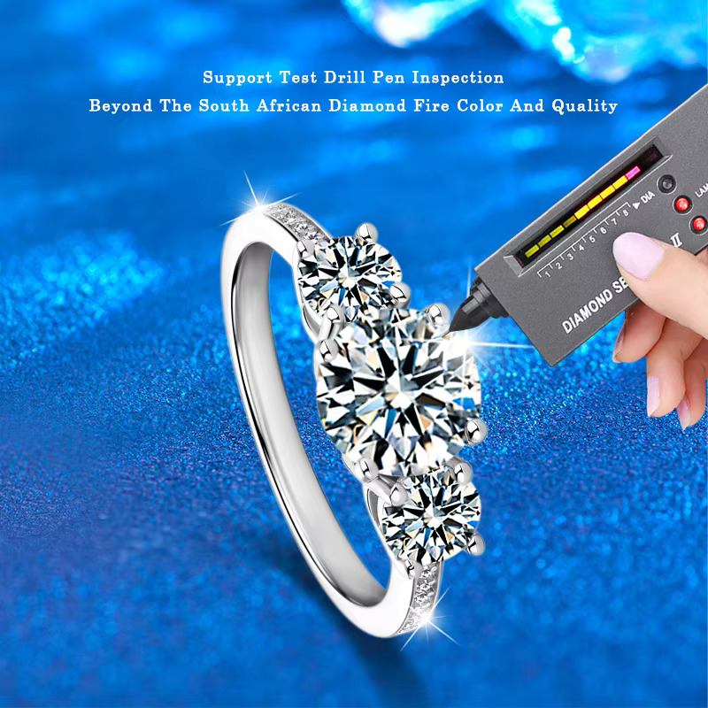 Sterg Sier Moissanite Round Wedding Dia Woman's Eternity Ring
