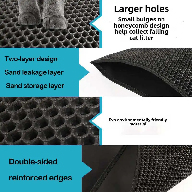 Cat Litter Mat Double Layer Cat Litter Box Waterproof Mat Non-slip Sand Cat Foldable Pad Washable Mat Pet Clean Supplies