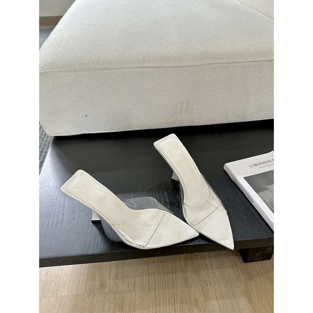 NoveltyPVC Transparent Sandals Pointed High Elegant Comfortable Summer Slim Heel Slippers Party Mules Shoe