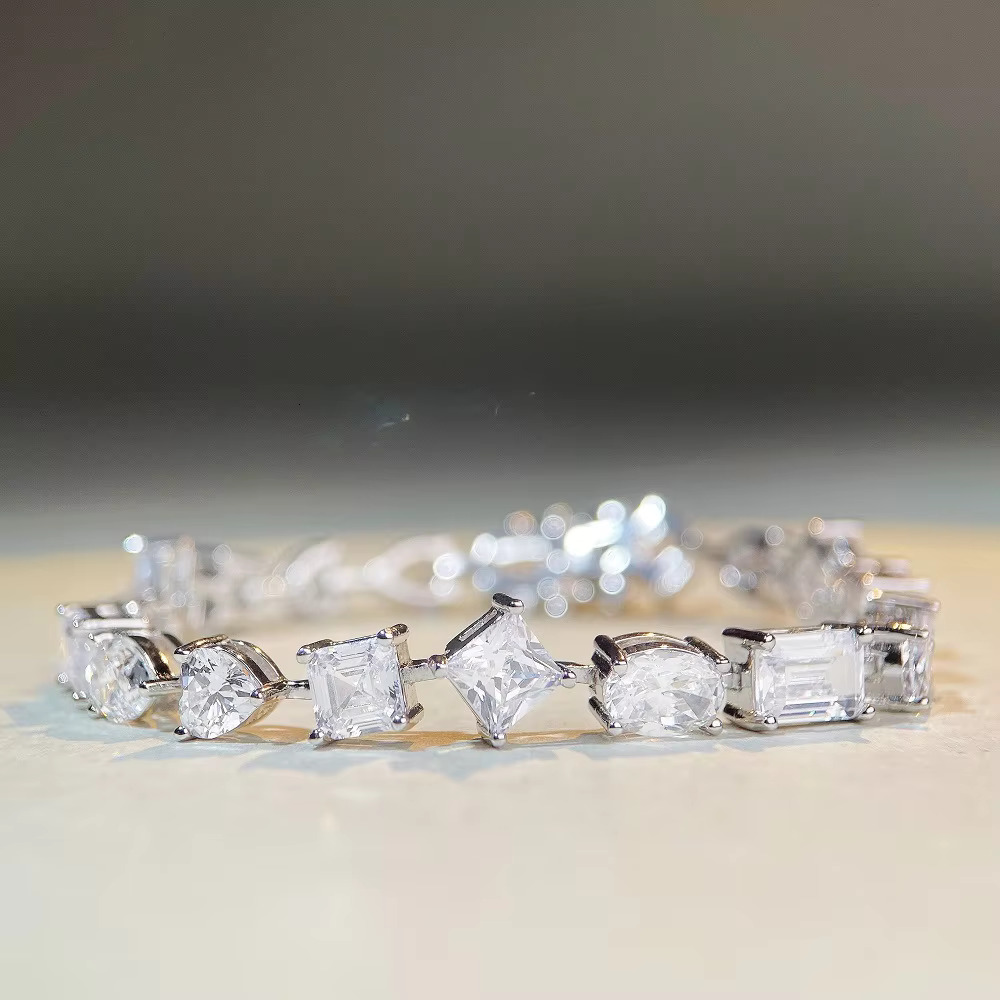 Sterg Sier Bracelets Fine Jewelry D VVS1 Moissanite Tennis Bracelet for Men Women