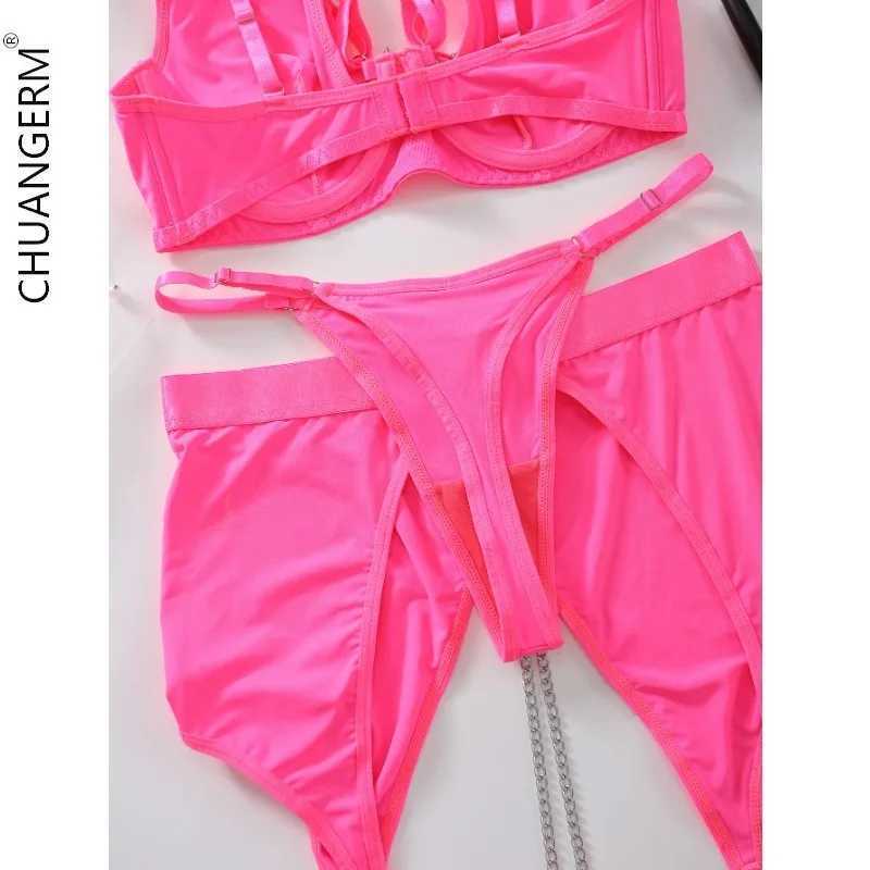 CHUANGERM Gather Erotic Set Black Womens Underwear Set Pink Sexy Underwear Onlyfan Body Set Bra Top Womens UnderwearXJ250301