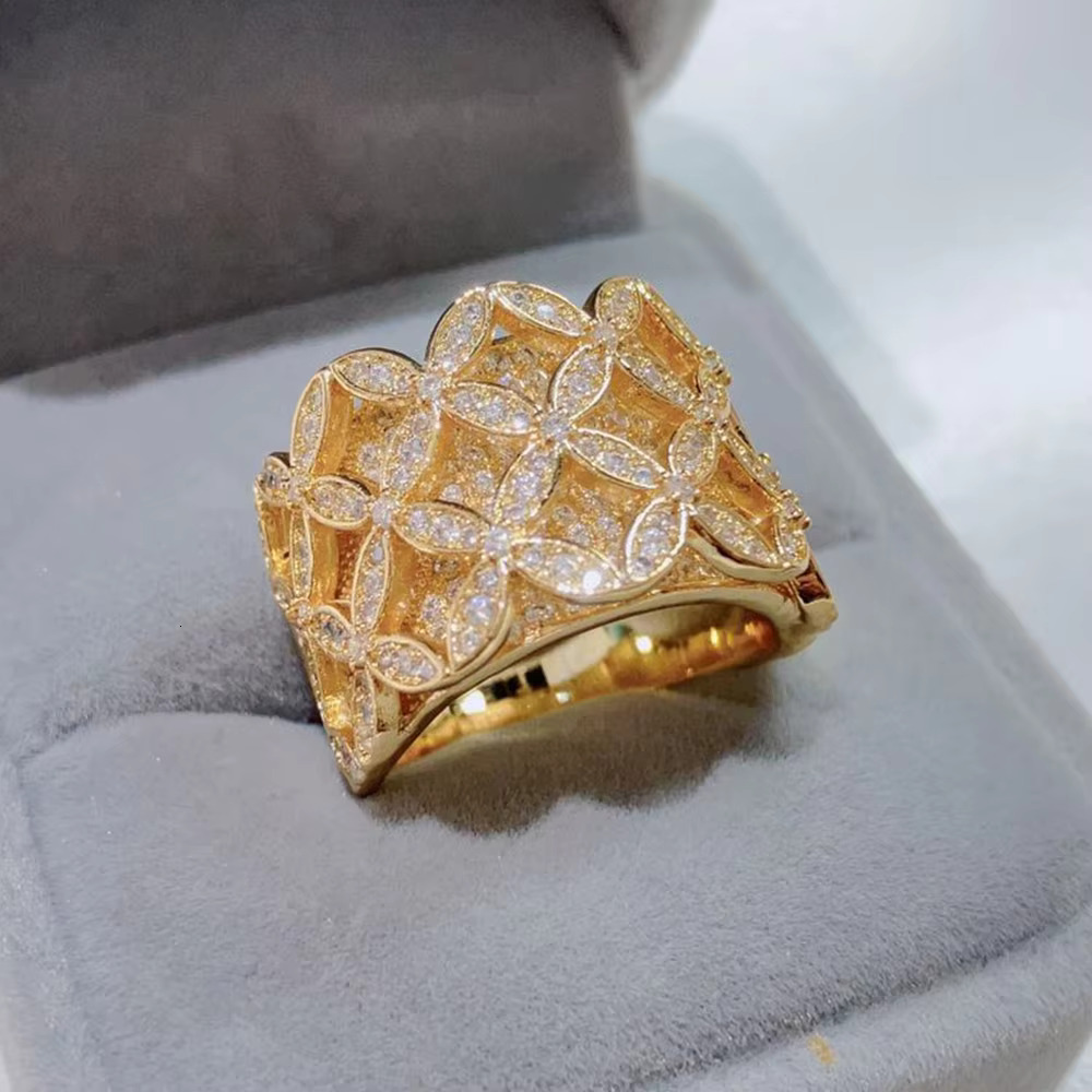 21281 Jewelry Fashionable Wedding Rings for Women Full Micro Pave Cubic Zirconia Dubai Bridal Jewellery Engagement Party