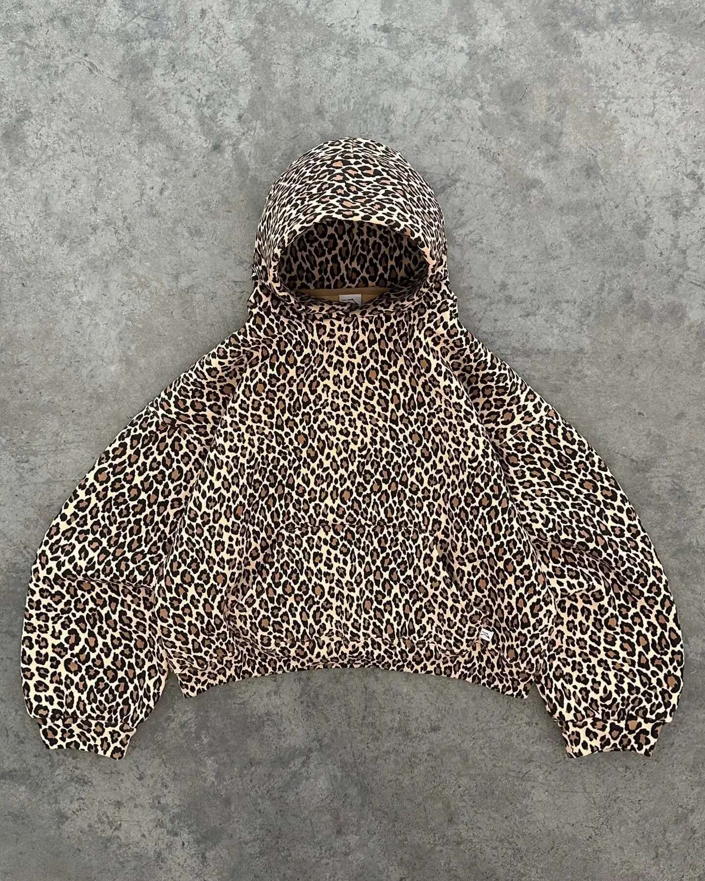 Y2k Leopard Print Plus Veet Hooded Sweater American Retro Ed With Plush Winter Warm Zipper Shirt Oversized Unisex Clothing