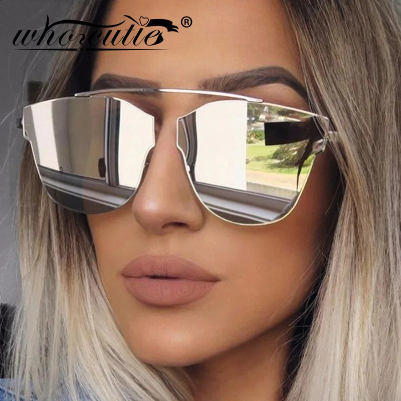 Fashion Trendy Cat Eye Sunglasses Women er Vintage Pink Purple Silver Mirror Lens Sun Glasses Shades OM723 250221