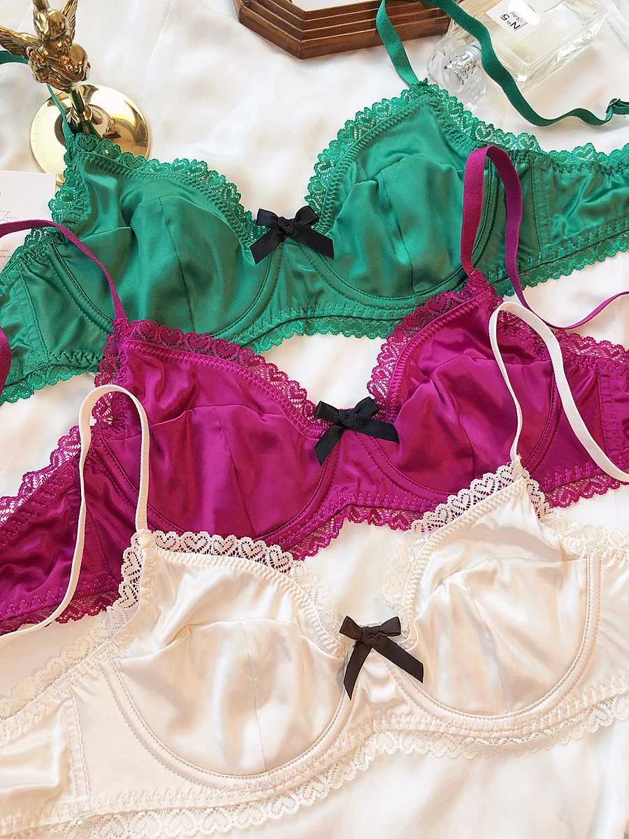 French silk comfortable lingerie womens sexy lace ultra-thin push up bra set high-quality bra summer breathable lingerieXJ250301