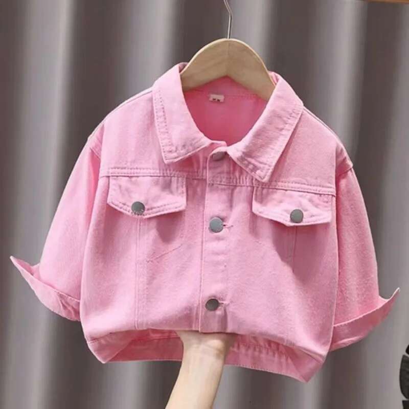 Ddmyshoesvip Spring And Autumn Jackets New Fashionable Girl Baby Cute Back D Small Wer Pink Denim Coat Girls Top