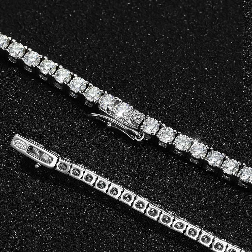 Real D Color Full Moissanite Tennis for Woman 3-5mm Gradient Dia Necklace Sterg Sier Party Wedding Jewelry