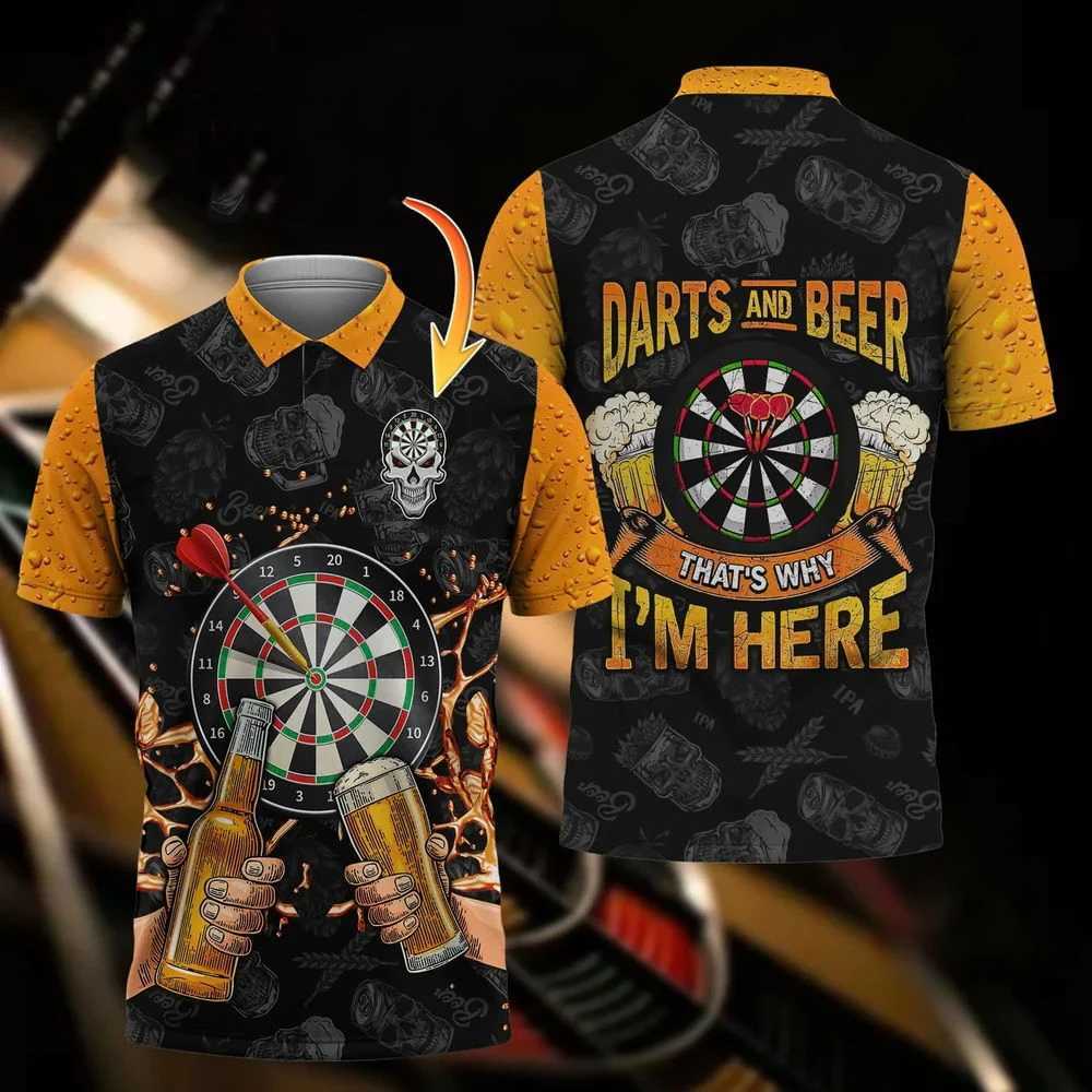 Men's T-Shirts Mens Polo T-shirt Fashion Printed 3D Dart Turntable T-shirt Hip Hop Harajuku Street Clothing Oversized Collar Short Sleeve Shirt J