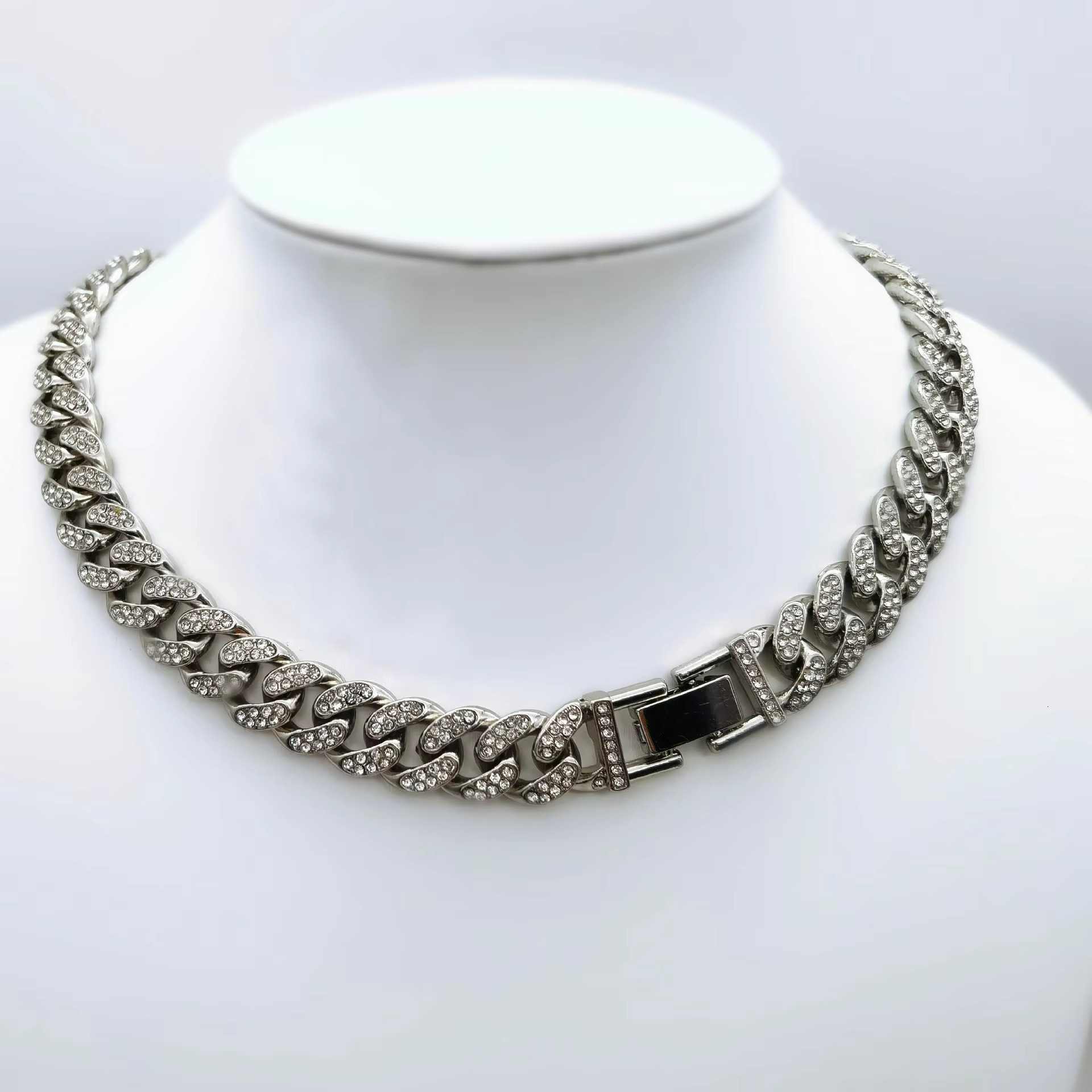 12mm Gun Black Color Full Miami Curb Cuban Chain CZ Bg Rapper Necklaces for Men Hip Hop Jewelry