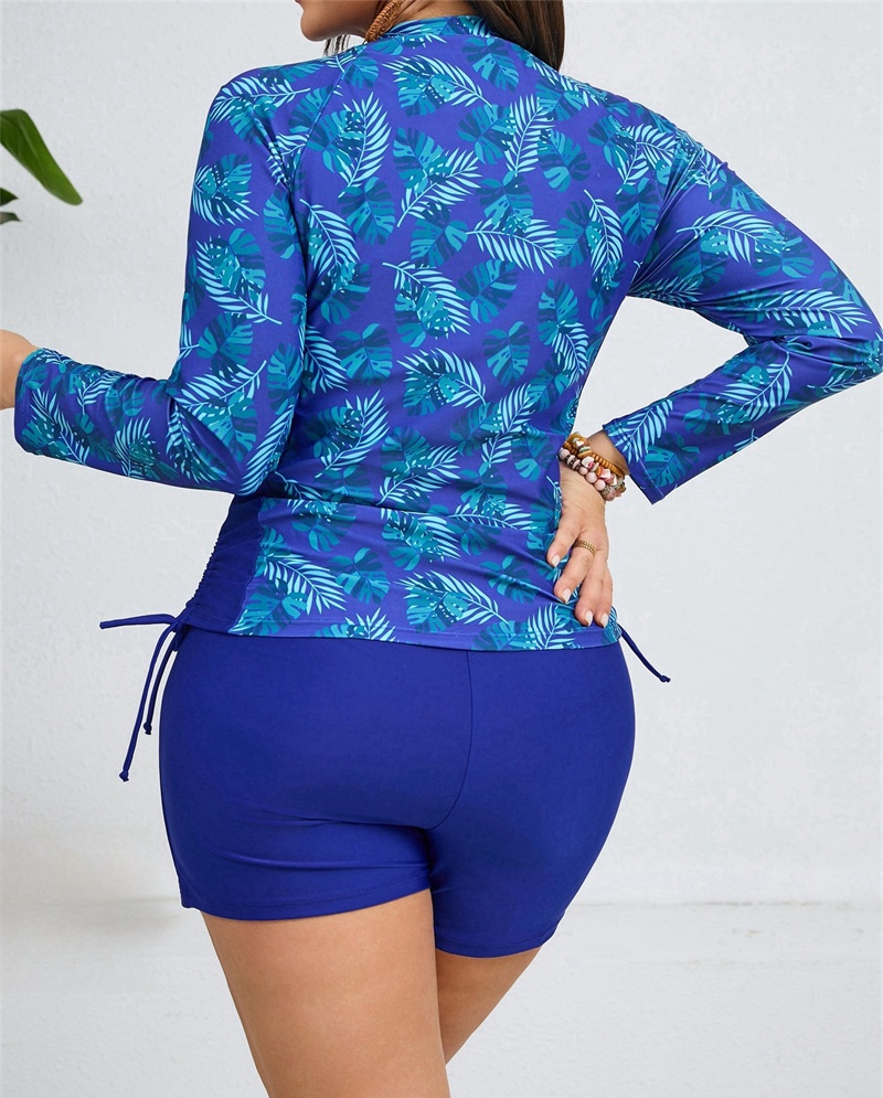Women's Two-Piece Long Sleeve Half-Zipper Sports Surfing Swimsuit Suitable for Swimming, Surfing, Paddle Boarding, Diving, Snorkeling