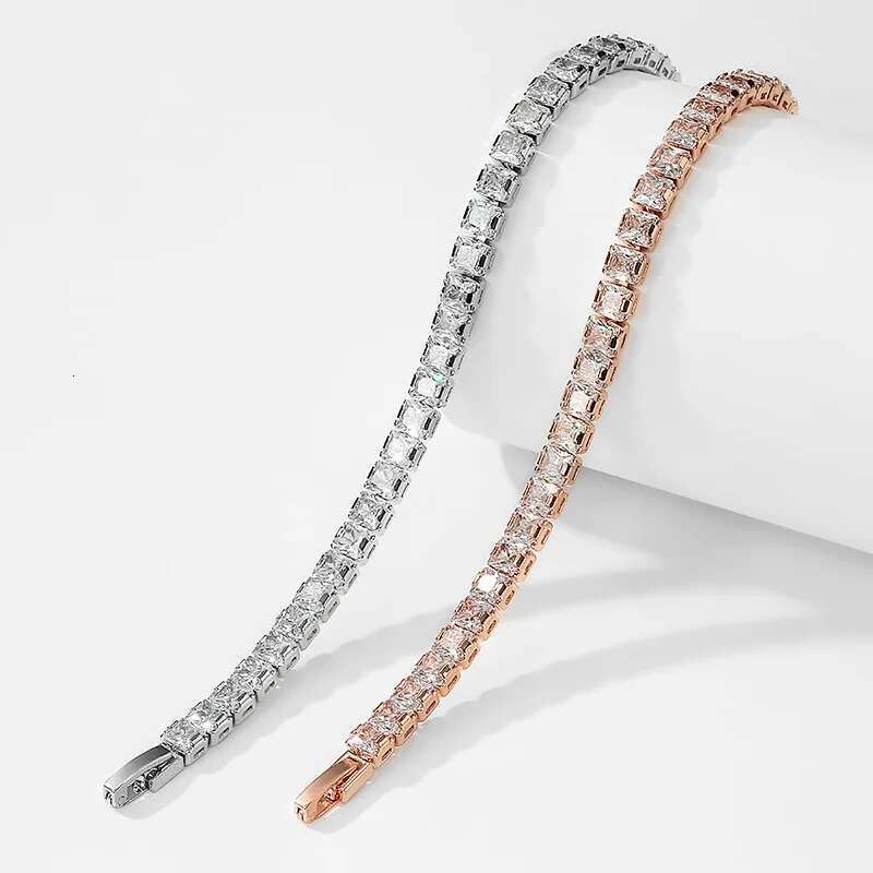 Full Moissanite Tennis Bracelet with GRA Certified 5mm Dia Bracelets Sterg Sier Plated Gold for Men Women