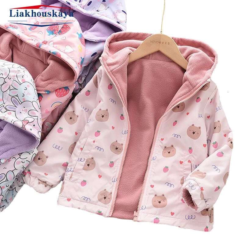 Ddmyshoesvip Girls Spring Jackets Double Faced Animal Cartoon Print Korean Coat Children Fleece Outerwear Kids Casual Costume