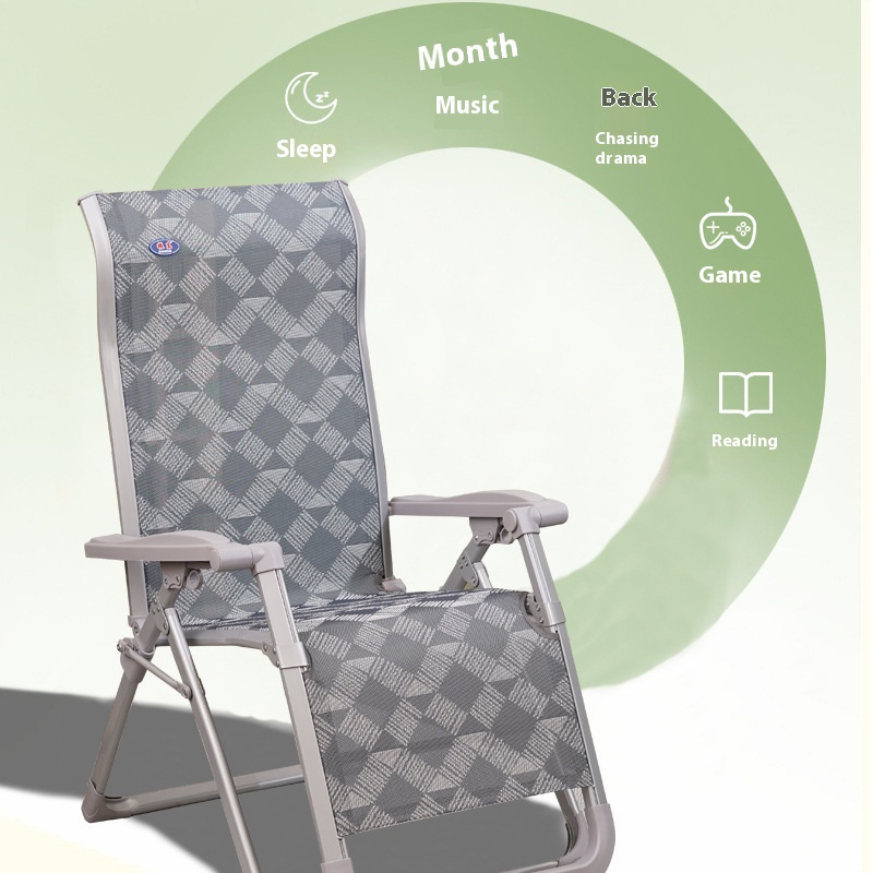 Foldable lunch break recliner reinforced can lie flat lazy person balcony home office leisure chair