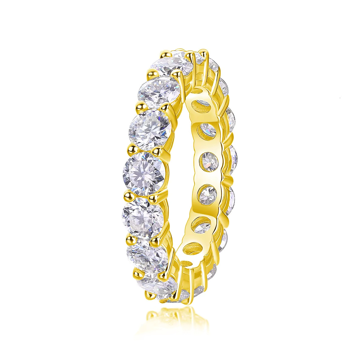 925 Silver Ready to Ship White Gold 18k Gold Plated VVS Certificate 0.3ct 4mm Moissanite Jewelry Round Band Ring for Men Women