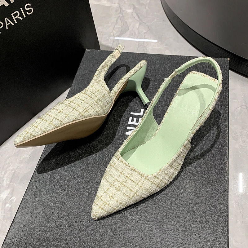 Fashion Womens Pointed High Heels Sandals Banquet Dress Wedding Party Pumps Slingbacks Elegant Slingback Shoes Pumps 250228