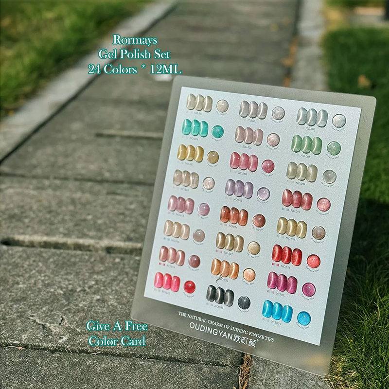 Rormays Light Chasing Cat's Eye gel Polishing 24PCS Mixed Varnish gel Soaking Shiny Star Cat's Eye Durable UV LED Nail Primer Salon gel Whol