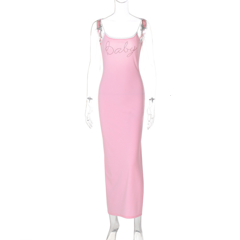 Hot Selling Women's Clothing New Summer New Product Fashion Street Auction Hot Diamond Slim Fit Slit Suspender Dress