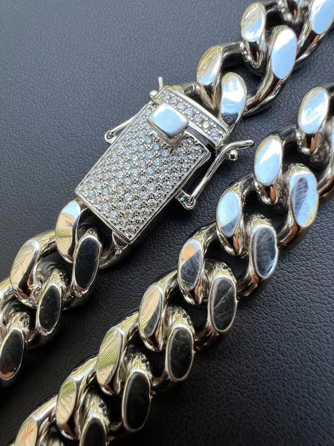 Custom Jewelry D VVS1 Bling Miami Iced Out Mossanite Cuban Link Chain 925 Silver Moissanite Hip Hop Necklace Cuban Chain