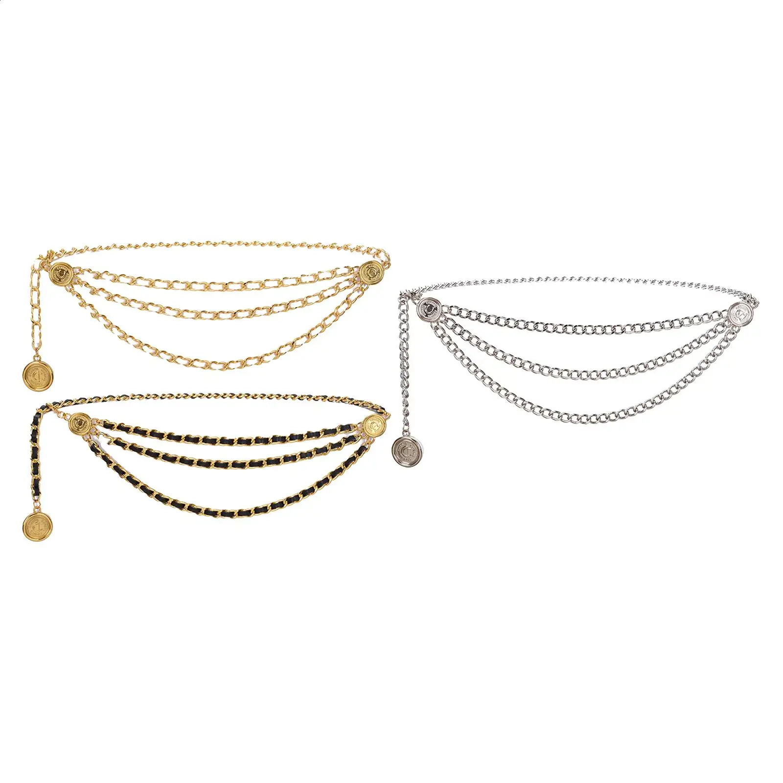 Waist Chain Belt Multilayer Delicate Retro Flexible Buttons for Bridal Women 250228