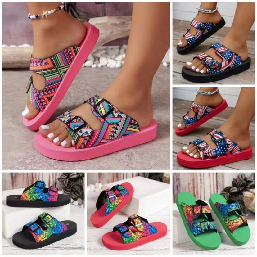 2025 Spring/summer New Trainer Size Women's Beach Sandals Outdoor Design Solid Color Single Button Comfortable Lefu Large Casual Cool Slippers