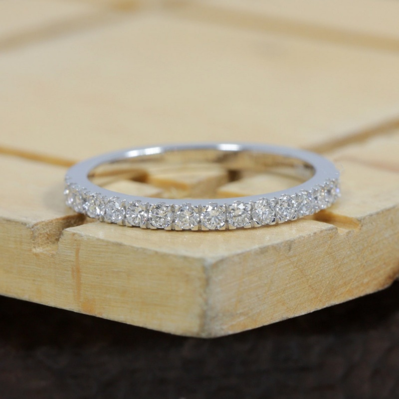 Jewelry 18K White Gold Half Prong Set 1.7MM Lab Diamond Eternity Women Wedding Ring Match Gold Ring Certificat Stackable Ring