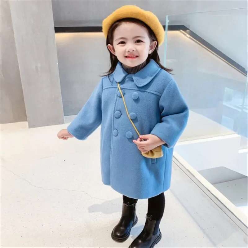 Ddmyshoesvip Children Coats Girls Mid Length Padded Double Breasted Tweed Winter Coat Baby Girl Clothes Kids Jacket