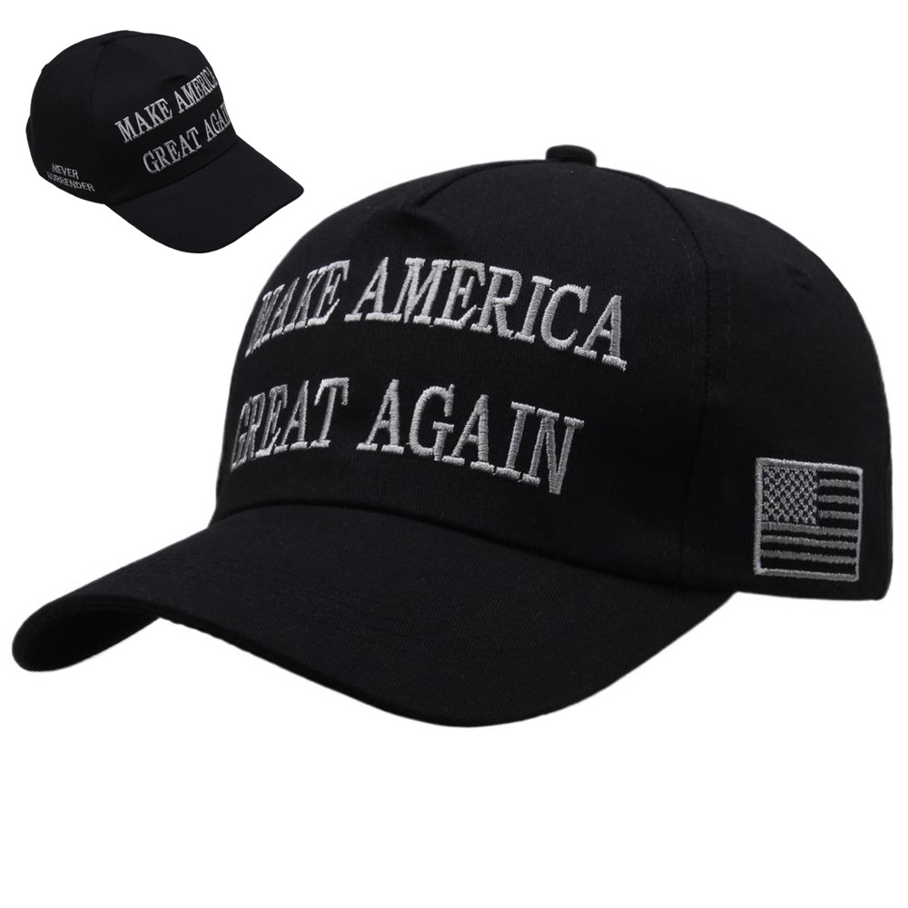 Never Surrender Baseball Cap MAGA Black Embroidered Hat Sea