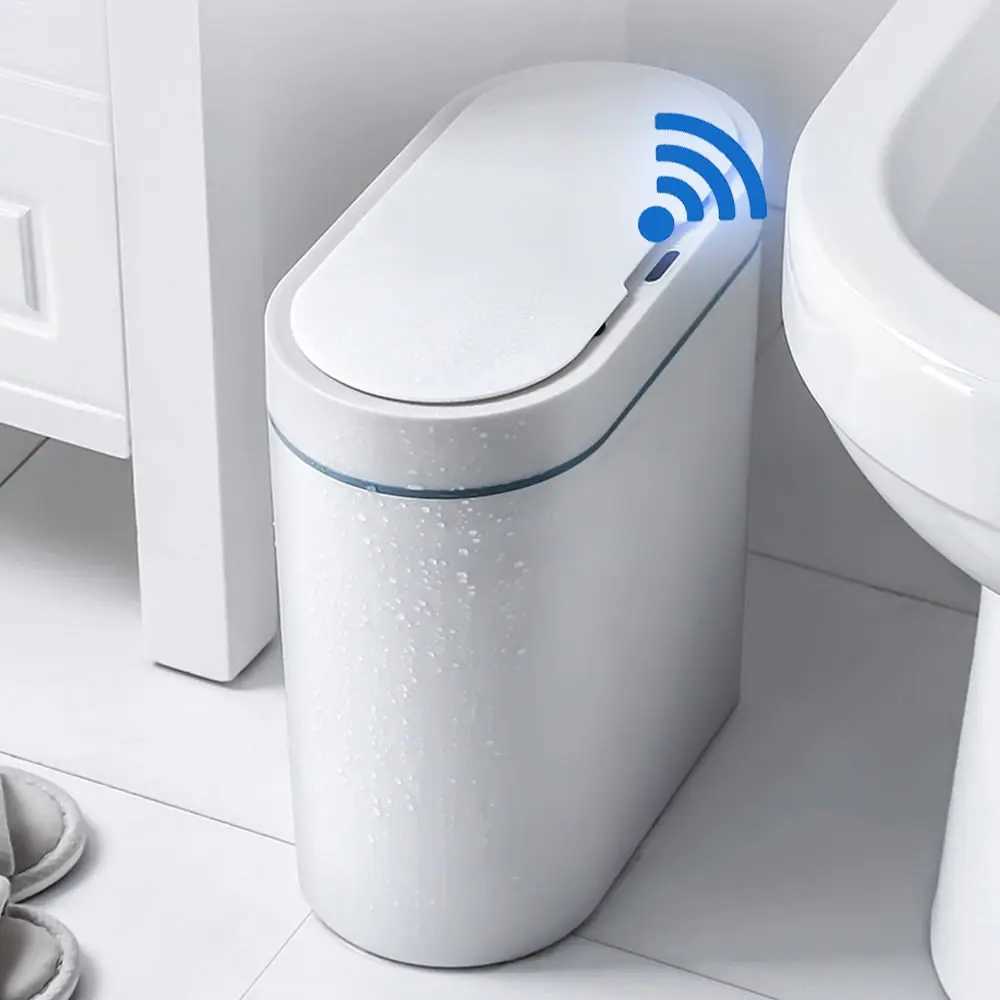 7L Trash Can Smart Sensor Trash Can Autatic Household Electronic Kitchen Trash Bin Toilet Waterproof Narrow Seam Sensor Bin Y250301