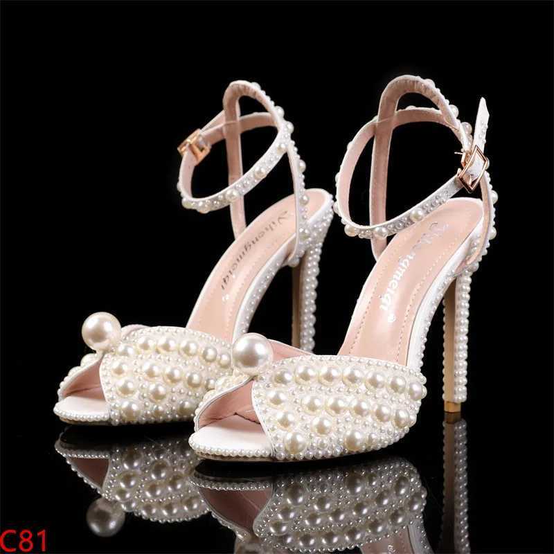 Maogu Sandals Fashion Quality Wedding hot Shoes Wen New Pearls Studs Peep Toe High H Buckle Wan Sandal 43 Z250301