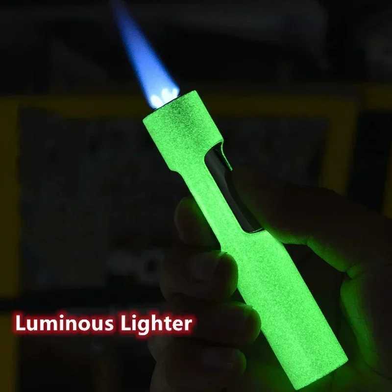 New Torch Luminous Lighter Jet Cigarette Cigar Accessories Pen Airbrush Butane Refill Metal Windproof LighterGadget gift for menT250301