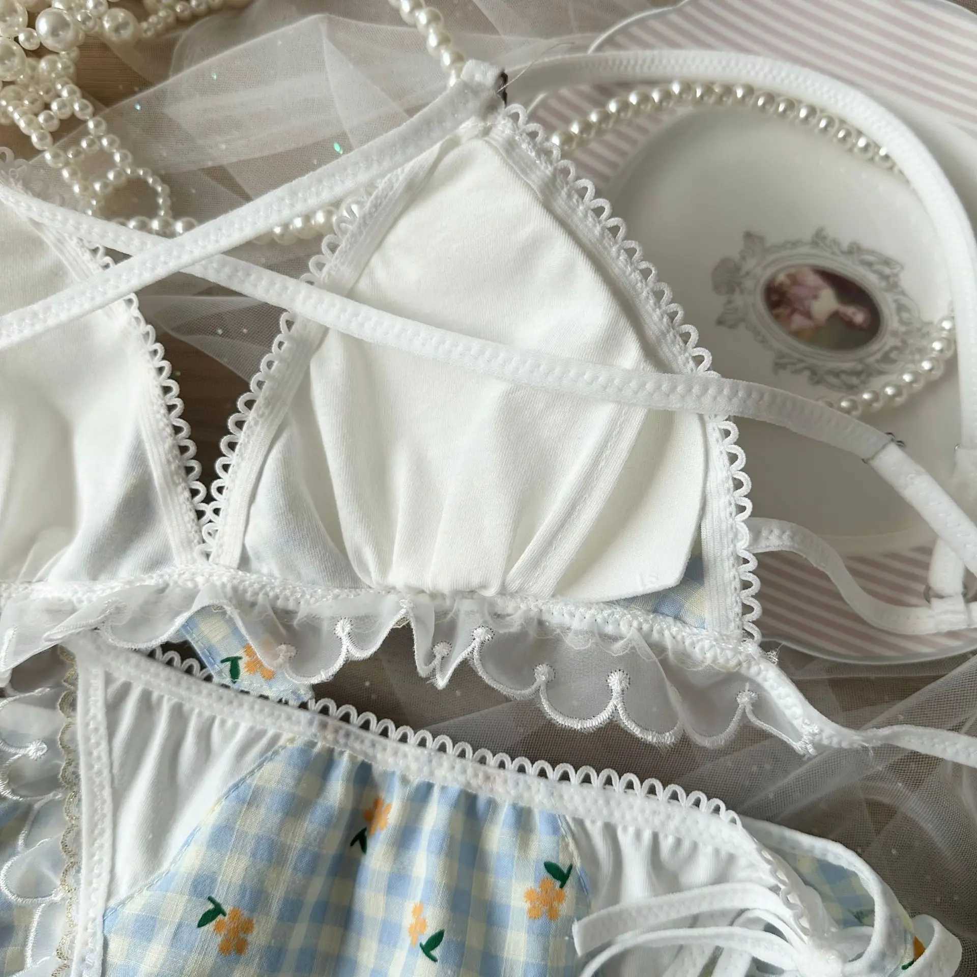 Cute bra and panty set seamless fresh lingerie briefs sweet lolita big show small chest soft girl brassiere cutton my melodyXJ250301