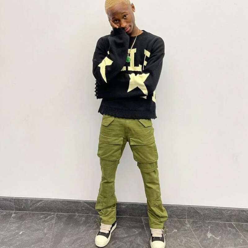 Fashion Hooded Loose Street Trendy Knitted Long Sleeve Alphabet Jacquard Sweater