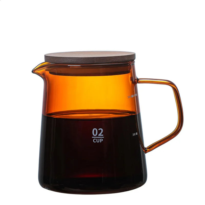 300/500ml Coffee Colored Glass Pot with Lid Shared Coffee Pot Pouring Coffee Concentrate Kitchen Making Coffee Accessories 250224