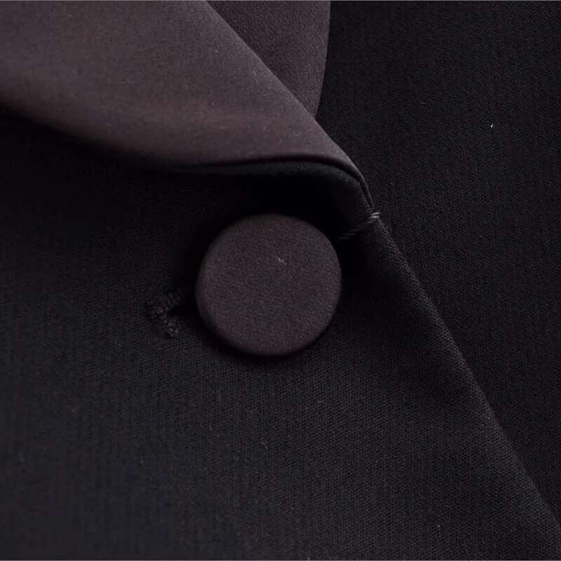 Formal Women Autumn Casual Silk Texture Single Button Pocket Decoration Coat Chic Outwear Female Blazer