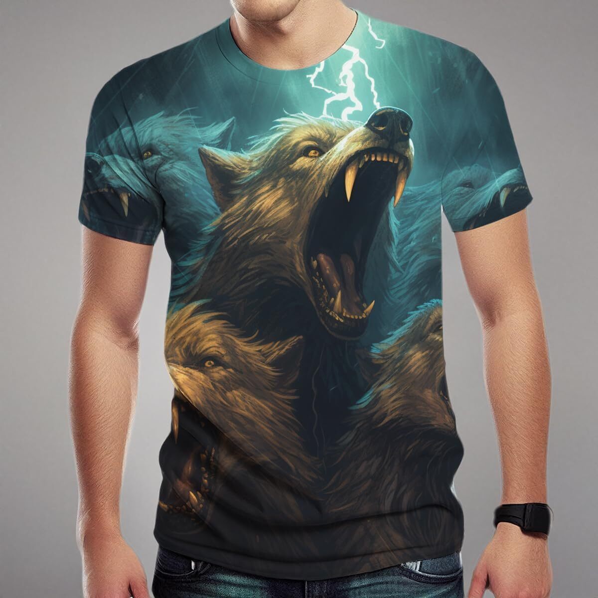 Mens T shirt 3D Print Animal Tee Men Casual Classic Wolf Round Neck Shirt T-Shirts tee Casual tops summer clothes cool