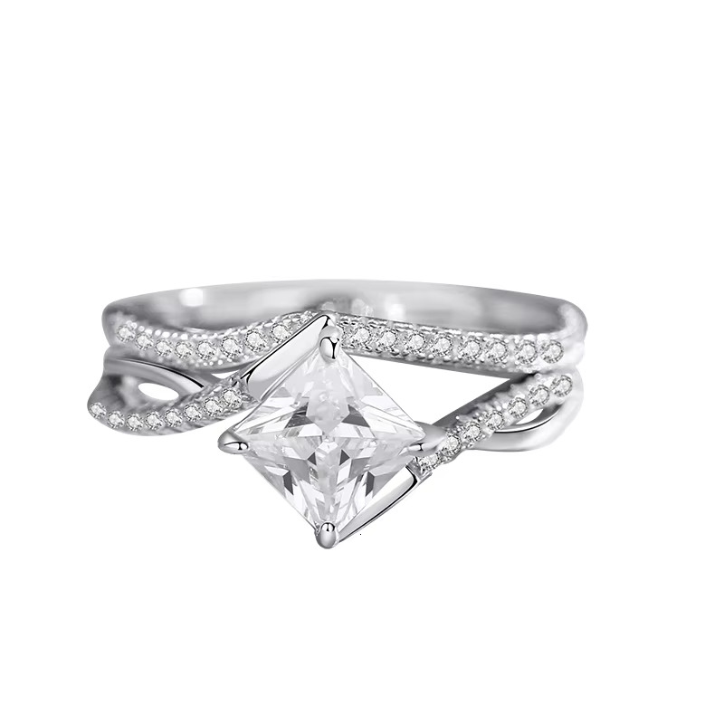1 Provence Wholesale Silver Moissanite Ring Gold Plated 1ct 2ct 3ct Diamond halo Ring Factory Price for Mossinate Lady Ring