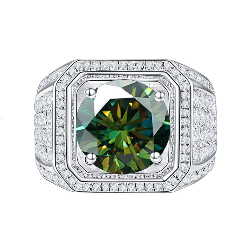 7 Factory Direct Sales Light S Sterg Sier Full Dia 1Carat Colorful Moissanite Ring for Men Fine Jewelry