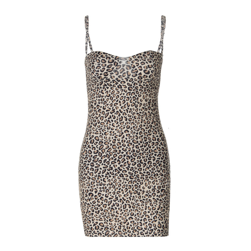 Wind Women's Clothing New Summer New Product Fashionable Sexy Backless Leopard Print Wrapped Hip Suspender Dress