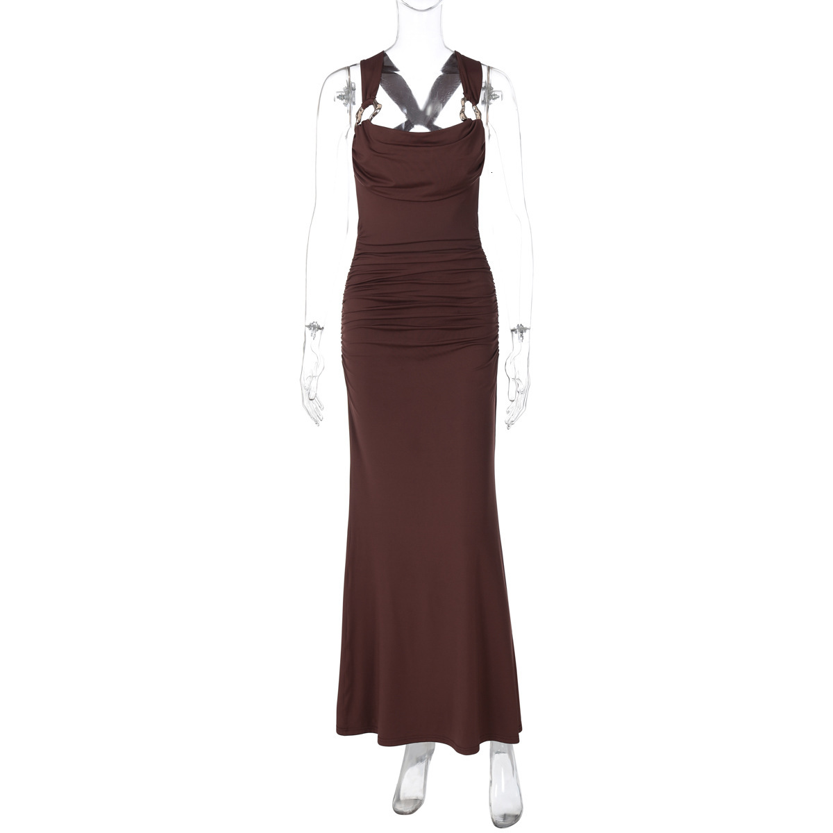 Hot Selling Women's Clothing 2025 Spring/Summer New Product, Fashionable And Sexy Backless Pleated Slim Fitting Strap Dress For Women