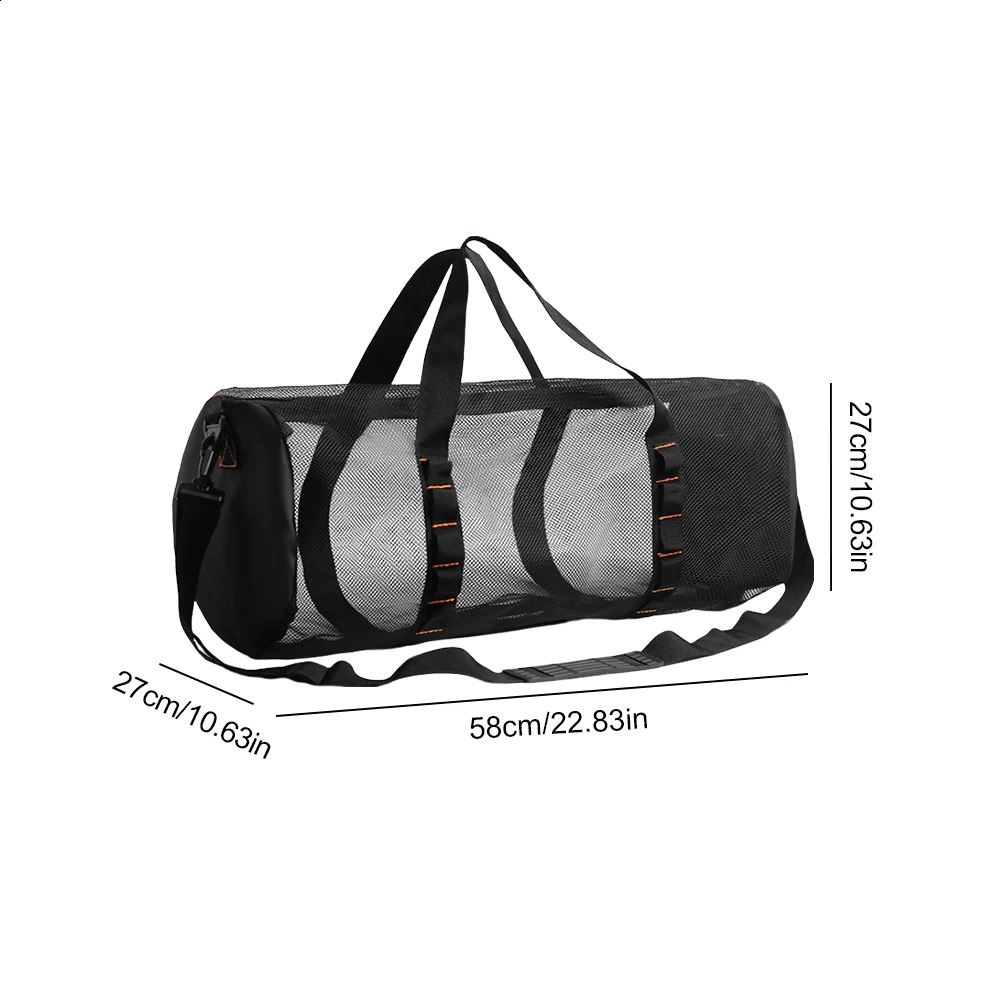 Diving Mesh Bag Nylon Beach Swimming Organizing Pouches Diving Fin Bag Zipper for Scuba Swimming Surfing Snorkeling Equipment 250305