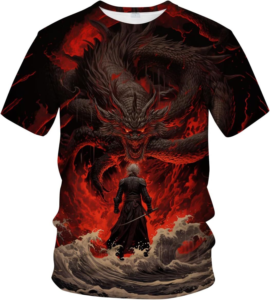 Mens T shirt Traditional Chinese Dragon T-Shirt Funny Anime Graphic Tee Shirt tee Casual tops summer clothes trend