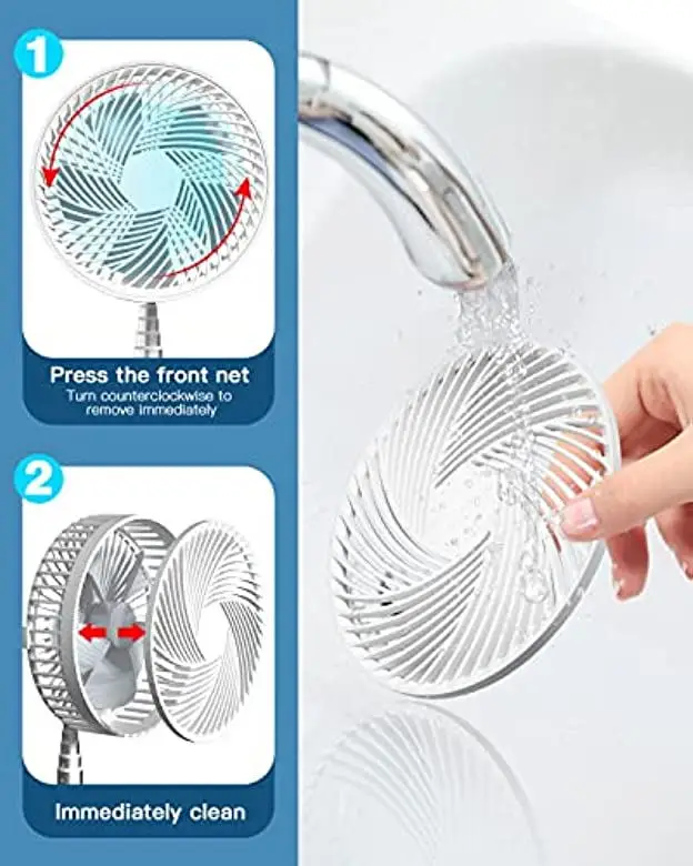 Stand Fan, 6 Inch Folding Portable Telescopic Floor/USB with Rechargeable Battery,3 Speeds Super Quiet Adjustable Height