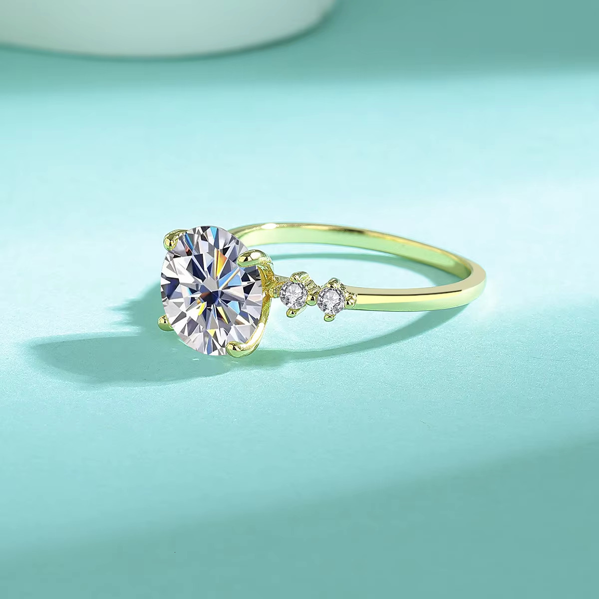 New Trendy 3ct D Color Moissanite Rings Sterg Sier Fine Jewelry for Women and Girls Romantic Wedding Engagement Gift