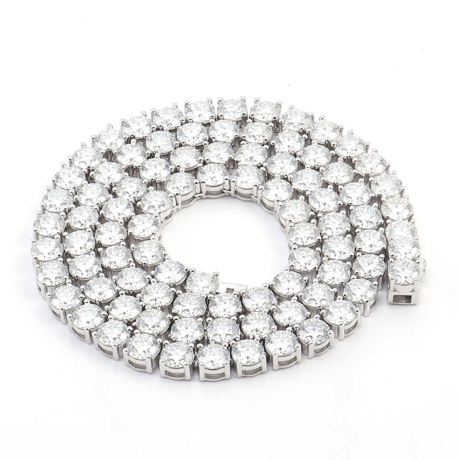 Sparkg 6mm Moissanite Halo Tennis Bracelet High Quality White Gold Non Fade Sterg Sier Hip Hop Jewelry for Men